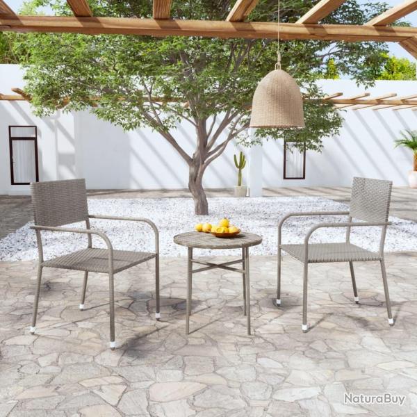 Ensemble  manger de jardin 3 pcs Rsine tresse Gris alsavelo