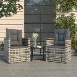 Mobilier d'extérieur 3 pcs avec coussins Résine tressée Gris alsavelo