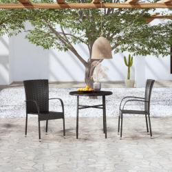 Ensemble à manger de jardin 3 pcs Résine tressée Noir alsavelo