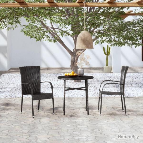 Ensemble  manger de jardin 3 pcs Rsine tresse Noir alsavelo