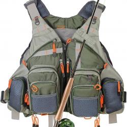 Gilet de Pêche Réglable 17 Poches Taille Unique Adapté à Différents Types de Pêche Mouche Truite