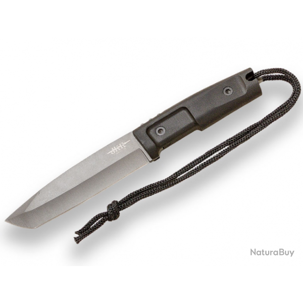 JKR-0786 Couteau de survie - manche caoutchouc - lame revtement titane