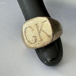 Lourde chevalière or massif 14 carats - bague homme - taille 66