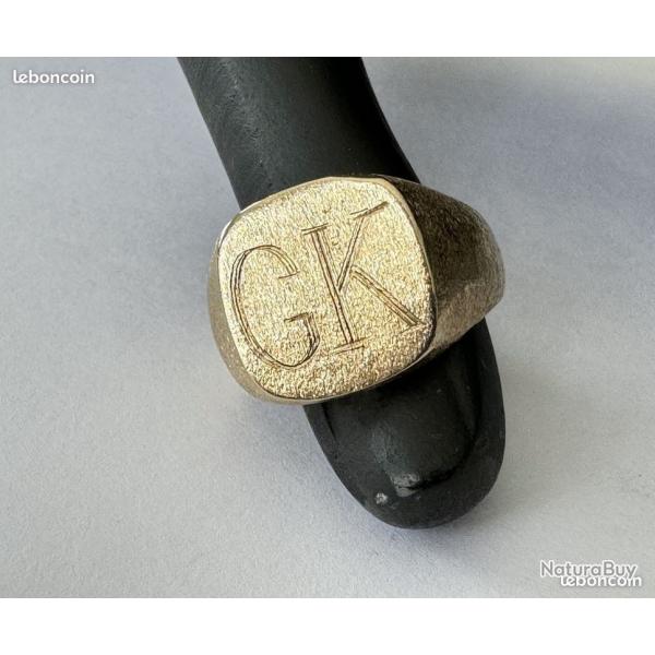 Lourde chevalire or massif 14 carats - bague homme - taille 66