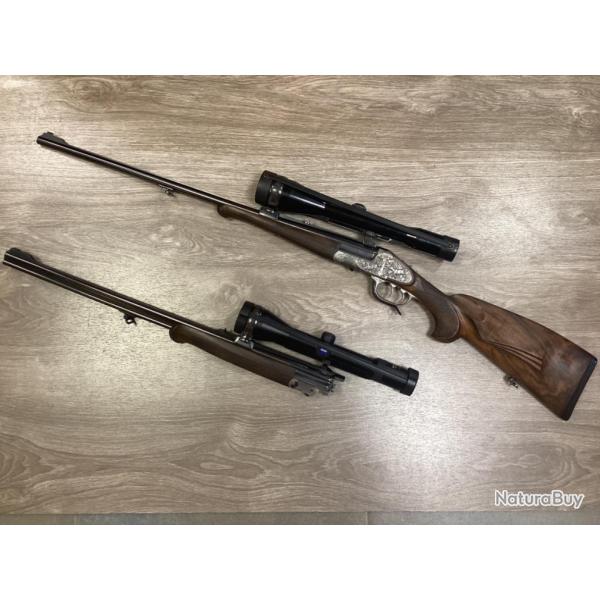 MAGNIFIQUE Kettner Scheiring modèle Kipplauf cal 300wm + canon berstutzen cal 6,5x57R et 22 Hornet