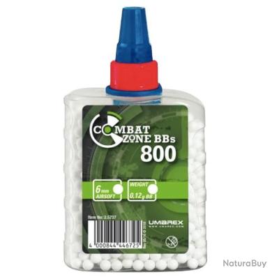 Billes Airsoft Combat Zone 6mm - 0.20g - Blanches - Bidon De 2000 Billes