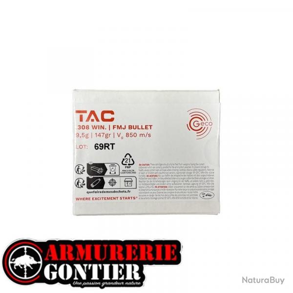 Munition GECO TAC .308 9.5G 147GR FMJ X20