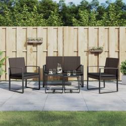 Ensemble à manger de jardin 5 pcs et coussins marron rotin PP alsavelo