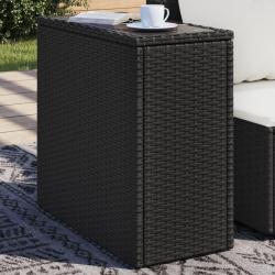 Table d'appoint de jardin avec dessus en verre noir rotin alsavelo