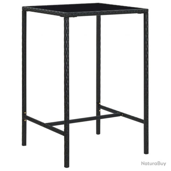 Table de bar de jardin Noir 70x70x110cm Rsine tresse et verre alsavelo