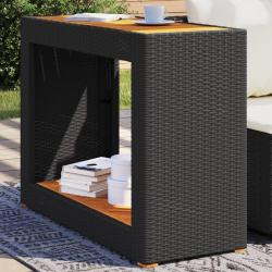 Table d'appoint de jardin dessus en bois noir 100x40x75 cm alsavelo