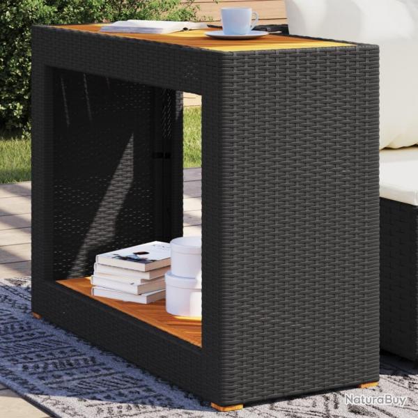 Table d'appoint de jardin dessus en bois noir 100x40x75 cm alsavelo