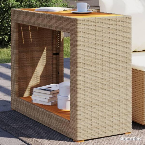 Table d'appoint de jardin dessus en bois beige 100x40x75 cm alsavelo