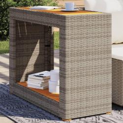 Table d'appoint de jardin dessus en bois gris 100x40x75 cm alsavelo
