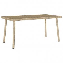 Table basse de jardin rectangulaire beige 80x40x37 cm rotin alsavelo