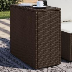 Table d'appoint de jardin avec dessus en verre marron rotin alsavelo