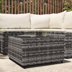 Table basse de jardin carré gris 50x50x30 cm résine tressée alsavelo