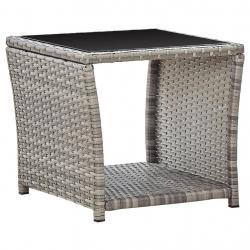 Table basse Gris 45x45x40 cm Résine tressée et verre alsavelo