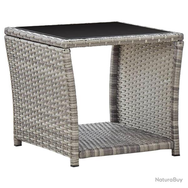 Table basse Gris 45x45x40 cm Rsine tresse et verre alsavelo