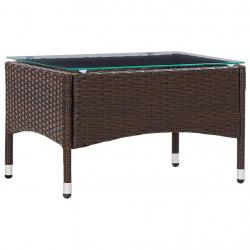 Table basse Marron 60x40x36 cm Résine tressée alsavelo