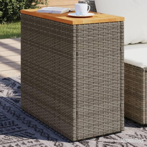 Table d'appoint de jardin dessus en bois gris 58x27,5x55 cm alsavelo