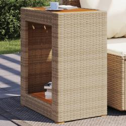 Table d'appoint de jardin dessus en bois beige 60x40x75 cm alsavelo