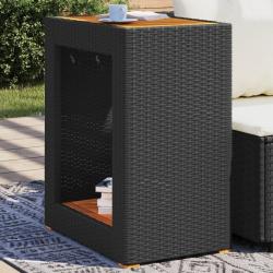 Table d'appoint de jardin dessus en bois noir 60x40x75 cm alsavelo