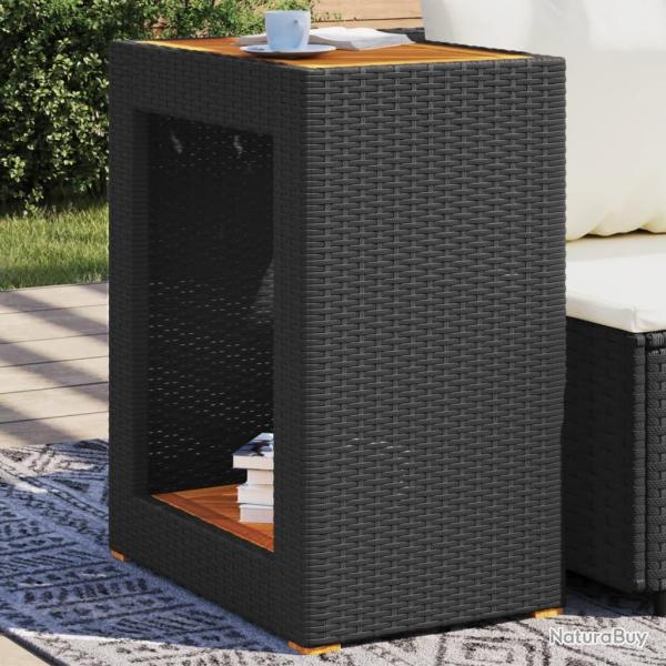 Table d'appoint de jardin dessus en bois noir 60x40x75 cm alsavelo