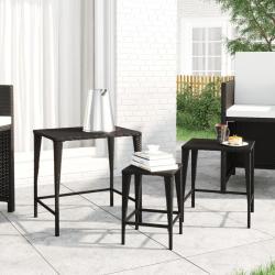 Tables gigognes de jardin 3 pcs noir résine tressée alsavelo