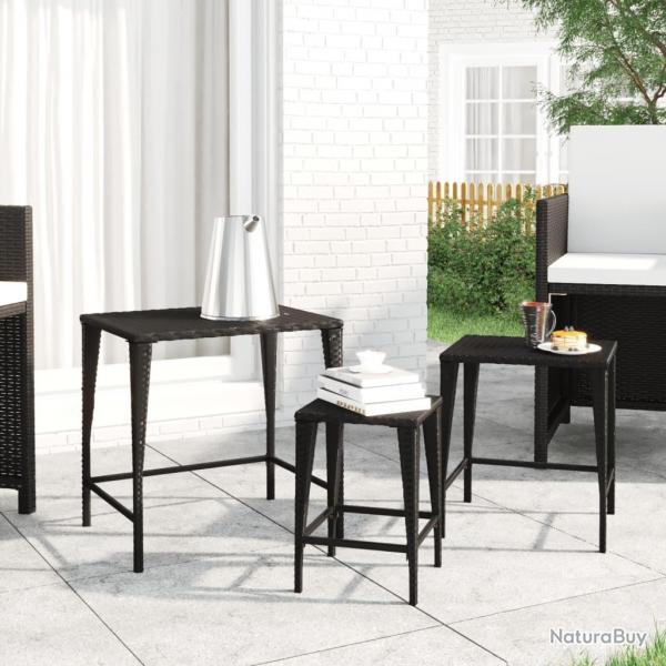 Tables gigognes de jardin 3 pcs noir rsine tresse alsavelo