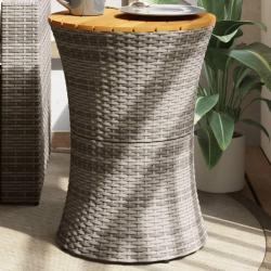 Table d'appoint de jardin forme tambour gris rotin bois massif alsavelo