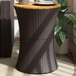 Table d'appoint de jardin forme tambour noir rotin bois massif alsavelo