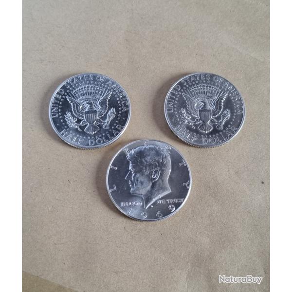 De Qualit Lot 3 X Half Dollar Argent Kennedy Liberty 1967 - 1968 - 1969 , 1/2 Dollar , Demi Dollar