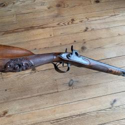 Magnifique fusil percussion poudre noire gravure tête de sanglier