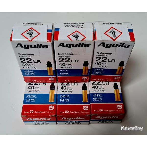 Munitions AGUILA SUBSONIC 22 lr - lot 6 botes