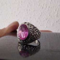 BAGUE ANCIENNE EN ARGENT RUBIS URSS CCCP ANNÉES 50