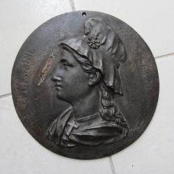 Plaque médaillon en fonte Lorraine 1870