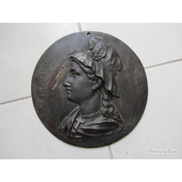 Plaque mdaillon en fonte Lorraine 1870