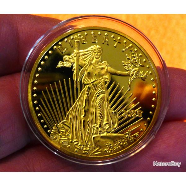 MAGNIFIQUE MONNAIE VINTAGE DE REPRODUCTION: ( COPY DE LA LIBERTY USA 2025 -- 999 FINE GOLD ( OR )