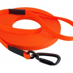 Longe BIOTHANE Twist-Lock 16 mm orange fluo 15 m AVEC poignée