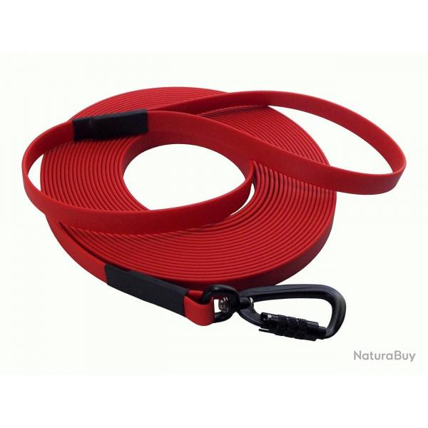 Longe BIOTHANE Twist-Lock 16 mm Rouge 15 m AVEC poigne