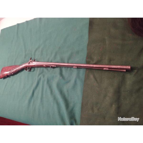 Fusil de chasse Franais de percussion    canons damas juxtaposs