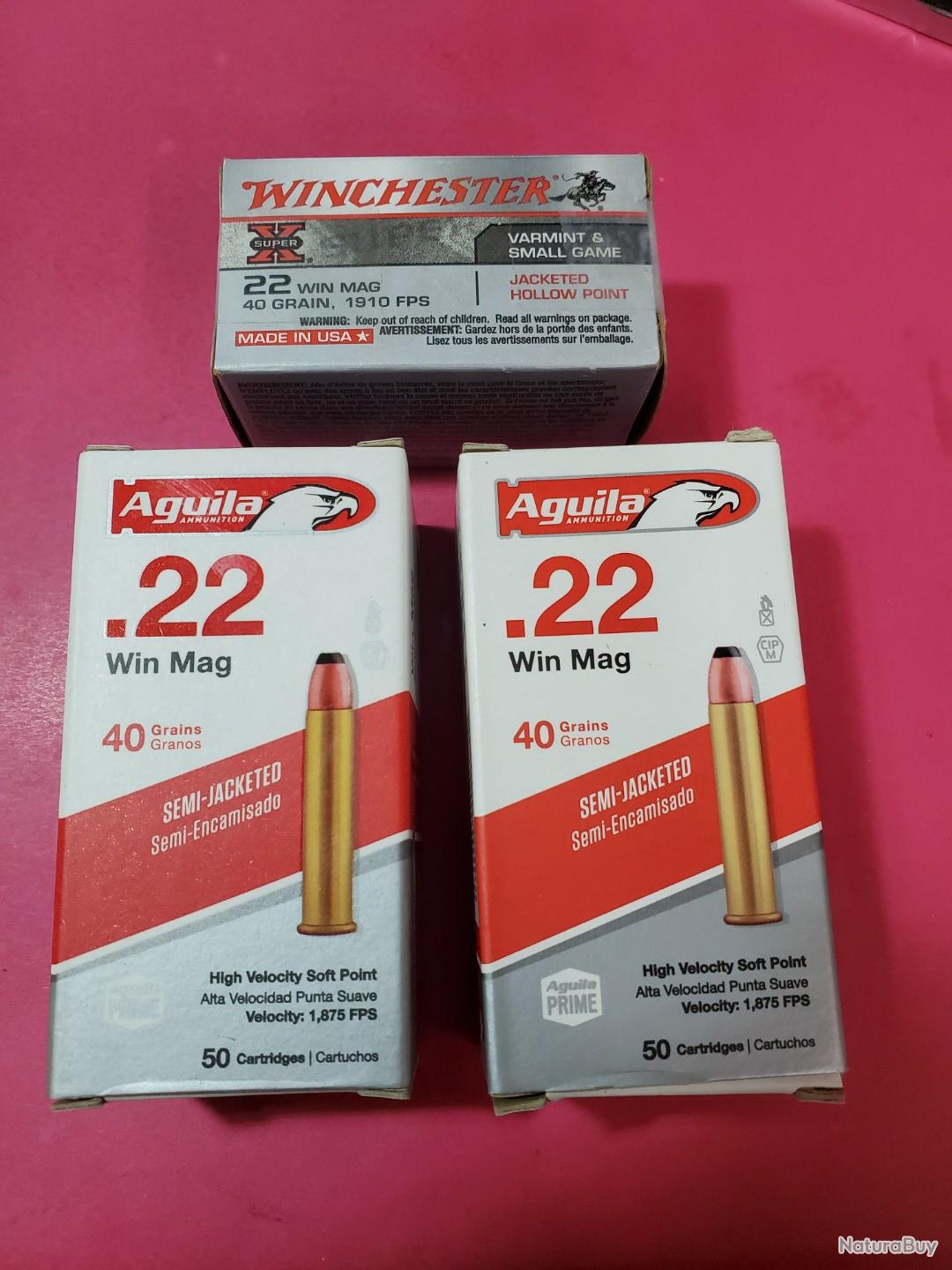 Trois boites neuves munitions 22 magnum aguilla et winchester - Balles ...