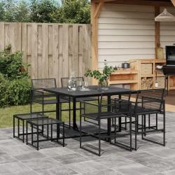 Ensemble à manger de jardin 9 pcs Noir Résine tressée alsavelo