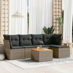 Salon de jardin 6 pcs avec coussins gris résine tressée alsavelo