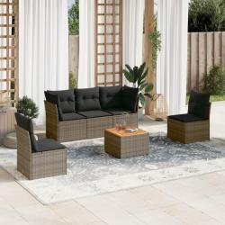 Salon de jardin 6 pcs avec coussins gris résine tressée alsavelo