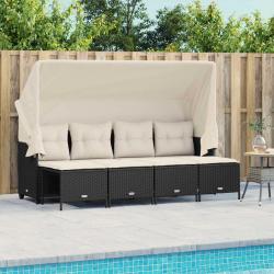 Salon de jardin 5 pcs avec coussins noir résine tressée alsavelo
