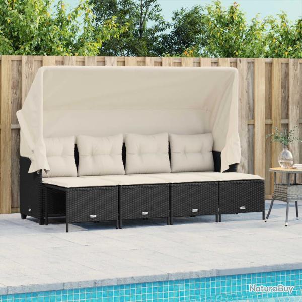 Salon de jardin 5 pcs avec coussins noir rsine tresse alsavelo