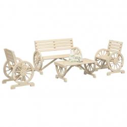 Salon de jardin 4 pcs bois de sapin massif alsavelo