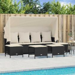 Salon de jardin 5 pcs avec coussins noir résine tressée alsavelo